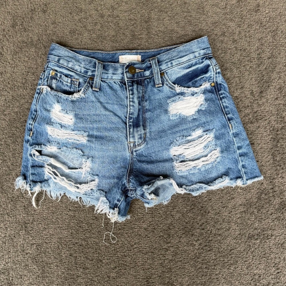 Altard State Petra 153 Distressed Denim Shorts Medium Wash Blue Womens Size 1/24